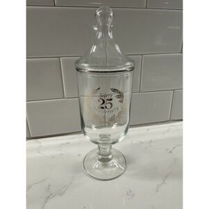 Vintage NOS 25th Anniversary Candy Jar 9" Tall Glass Crystal